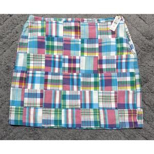 Talbots Petite Women Sz 12P Pencil Skirt Multicolor Patchwork Madras Plaid
